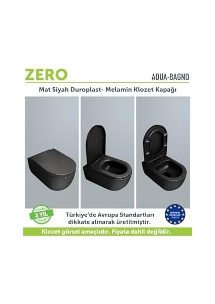 Bagno Zero Yavaş Kapanan Klozet Kapağı, Mat Siyah, Duroplast modelleri