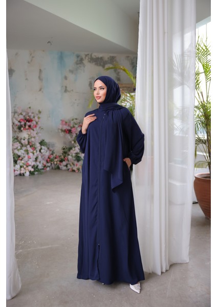 Ankanoor Lacivert Medine Ipeği Şallı Namaz Elbisesi ANKA255047 modelleri