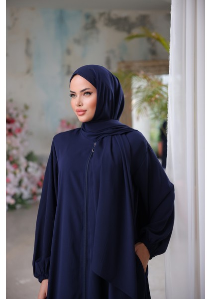 Ankanoor Lacivert Medine Ipeği Şallı Namaz Elbisesi ANKA255047 fırsatları