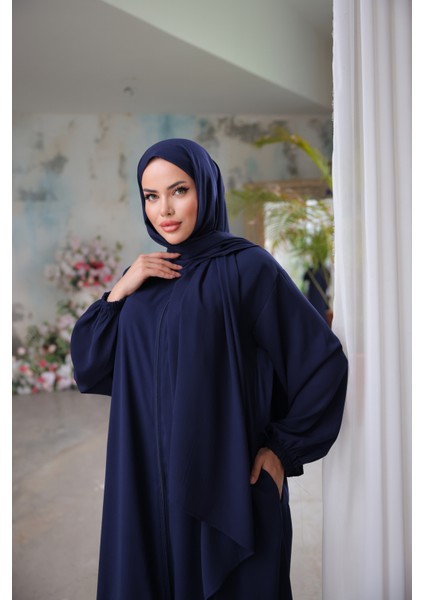 Ankanoor Lacivert Medine Ipeği Şallı Namaz Elbisesi ANKA255047 indirimleri