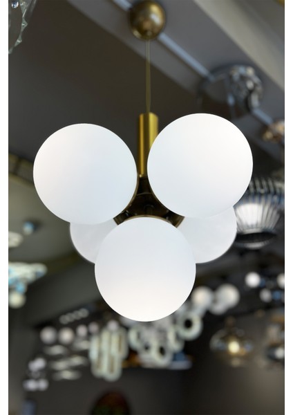 Globe Golden 4+1 Sarkıt Cam Avize