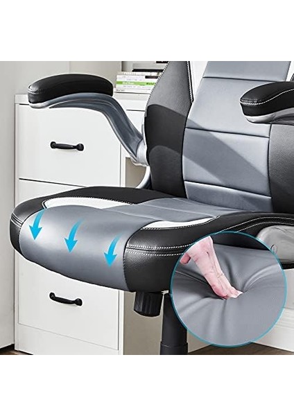 Oyuncu, Yüksek Sırtlı, Ofis Koltuğu, Yüksekliği Ayarlanabilir, Katlanabilir Kolçaklar, Sallanan Fonksiyon, Oyuncular Için, Siyah/gri/beyaz OBG28G modelleri