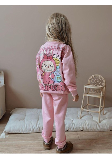 Labubu 2 Iplik Kız Çocuk Alt Üst Süper Tarz Takım Sırt Baskılı fiyatları