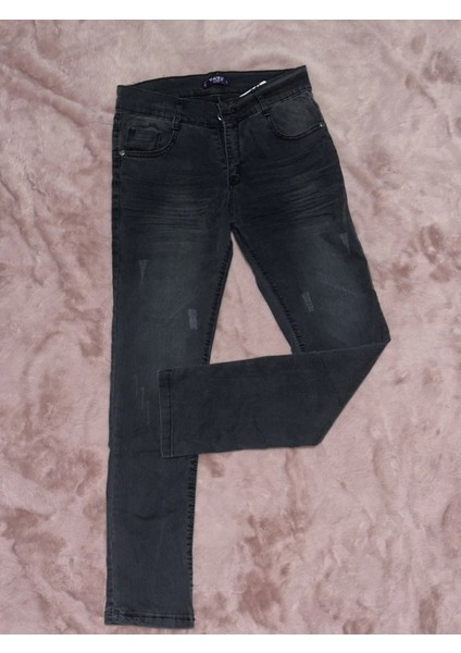 10-17 Yaş Dar Paça Jeans Pantolon Erkek Çocuk Füme