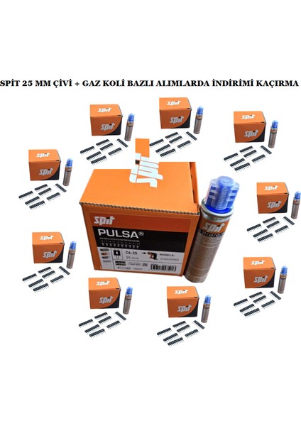 Spıt C6 25 mm Çivi + P40 Gaz Tüpü /1 Koli