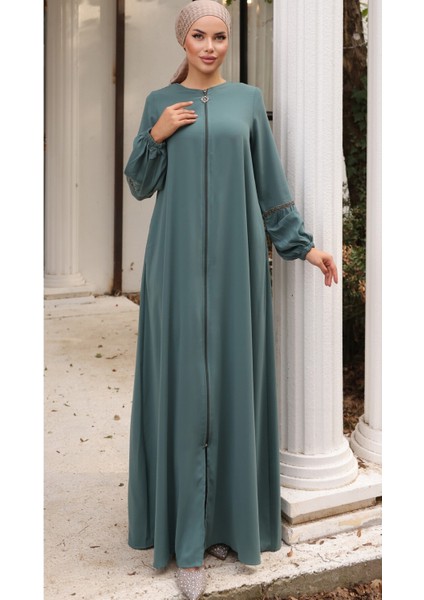 Ankanoor Mint Balon Kol Taşlı Ferace ANKA255017 fiyatları