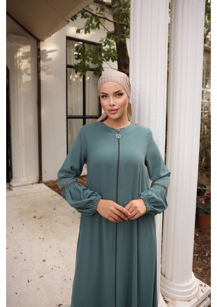 Ankanoor Mint Balon Kol Taşlı Ferace ANKA255017 fırsatları