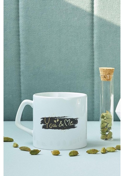 You And Me Baskılı 2'li Sevgili Çay Bardağı Kahve Kupası Kupa