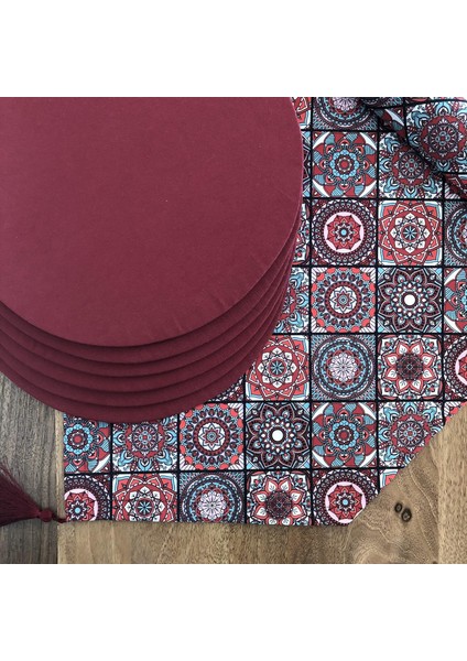 Izmir Servis,6'lı Supla ve Runner Bordo Seramik Tk