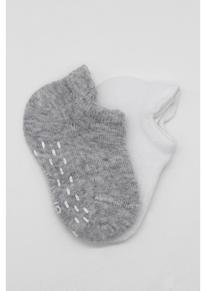 Bistyle 2'Li Sneakers Kaymaz Basic Penye Çorap BS20103 Gri Beyaz fırsatları