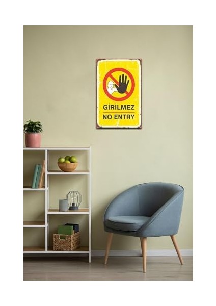 Girilmez No Entry Retro Ahşap Mdf Tablo fiyatları