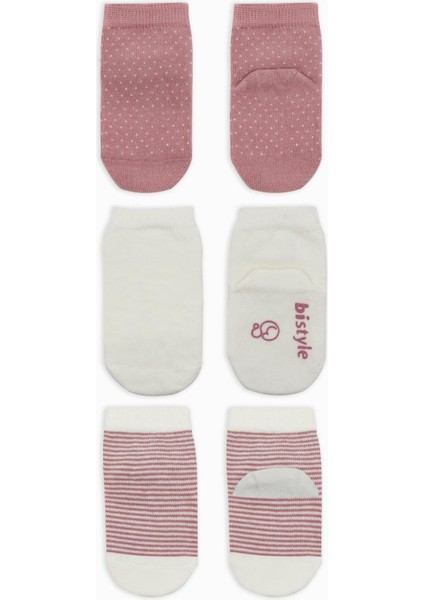 Bistyle Puanlı Kaymaz Penye Soket Çorap 3'Lü BS10108 Pudra fiyatları
