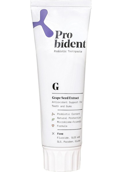 Probident Aktif Probiyotik Doğal Florürsüz Diş Macunu Üzüm Çekirdeği Özüt Ilaveli Ağız Kokusu