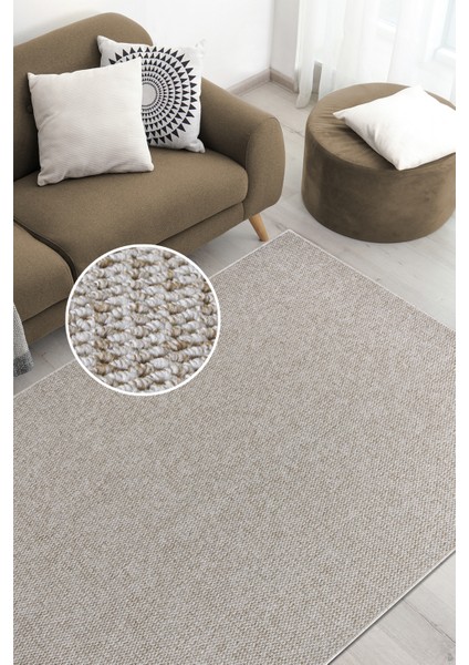 Crystal Bej ve Krem Renk Efektli Kaymaz Taban Silinebilir Bukleli Halı