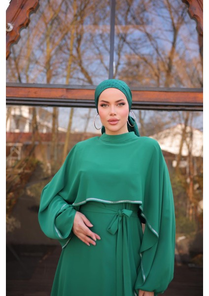 Ankanoor Zümrüt Yeşili Taşlı Yarasa Kol Abiye ANKA255066 fiyatları