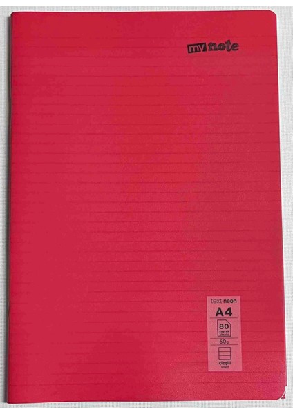 A4 80 Yaprak Çizgili Pp Kapak Dikişli Defter Kırmızı