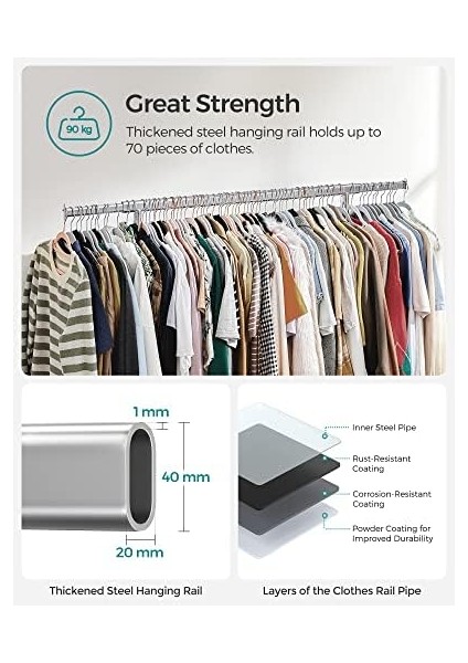 Tekerlekli Askısı, Ağır Hizmet Tipi Askısı, Uzatılabilir Askılı, 90 kg Yük Kapasitesi, Montaj, Taşınabilir, Gümüş HSR13S fiyatları