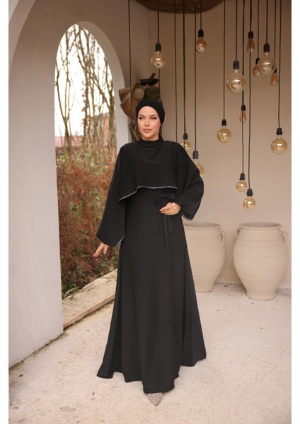 Ankanoor Siyah Taşlı Yarasa Kol Abiye ANKA255066