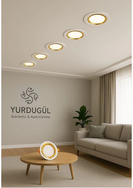 5W Smd Beyaz Gold Kasa 3 Renk Spot LED Lamba 2li Paket 70MM Delik Çapı