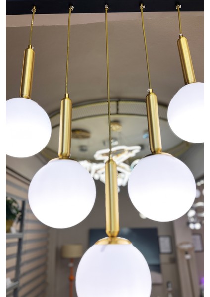 Globe Linear Black & Gold 5'li Sarkıt Beyaz Cam Avize fırsatları