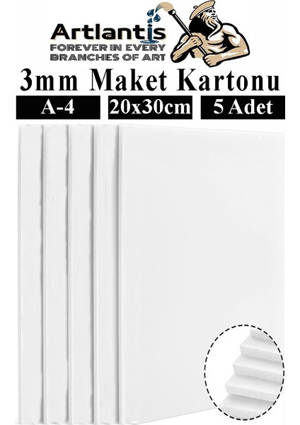 Maket Kartonu Beyaz Fotoblok 3 mm A4 20X30 cm 5 Adet Hobi Sanat Okul Köpüklü Straforlu Maket Kartonu Maket Yapımı