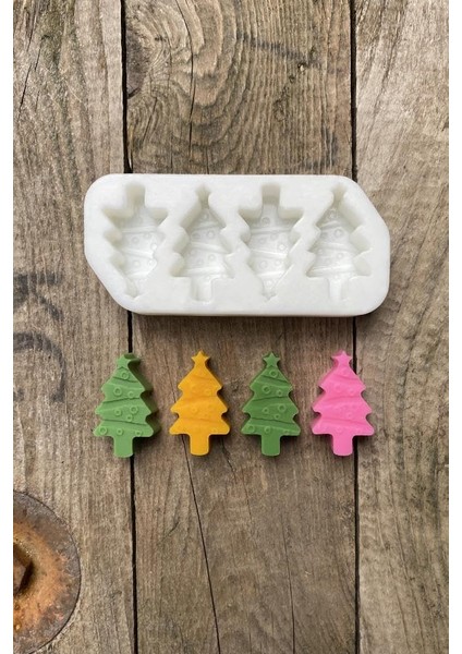 Concept Çam Ağacı Mini Dörtlü Mum Kalıbı (Silikon)