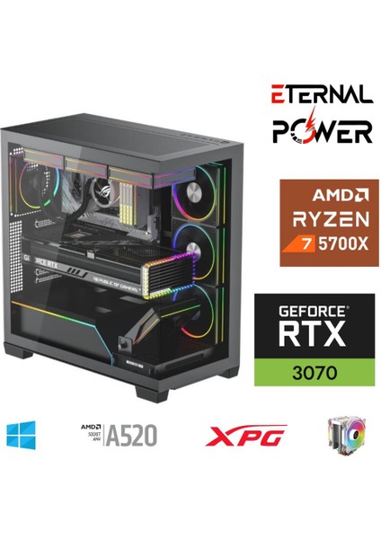 E.power Ryzen 7 5700X 32G Ddr4 1tb M.2 RTX3070 A520 T650W