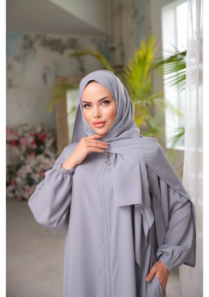 Ankanoor Gri Medine Ipeği Şallı Namaz Elbisesi ANKA255047 fırsatları