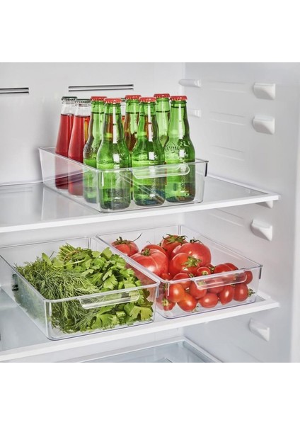 1 Adet Kırılmaz Ultra Dayanıklı Buzdolabı Düzenleyici Organizer Kutu Şeffaf - Large Boy Kiler Organizeri (20CM*32,5CM*7CM)