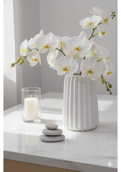 Çizgili Dekoratif Beton Vazo 15 cm fiyatları