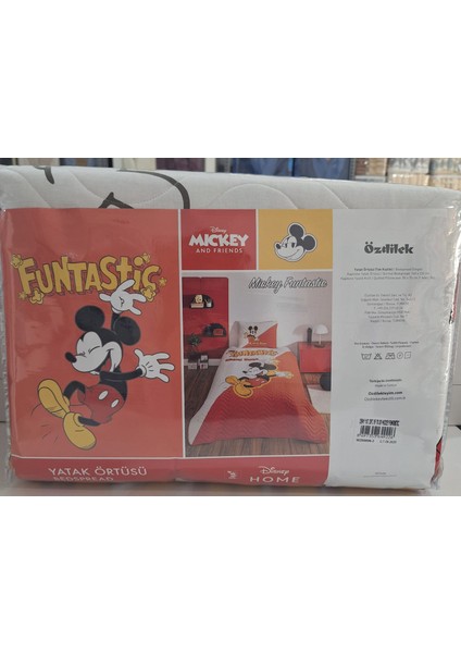 Lisanslı Disney Çocuk Yatak Örtüsü Takımı Tek Kişilik Mickey Fantastic Kırmızı