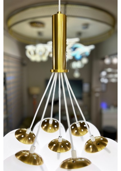 Globe Cloud Golden & White 7'li Sarkıt Cam Avize modelleri