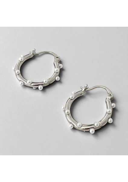 İncili Vintage Kadın Çelik Küpe Gümüş Renk modelleri