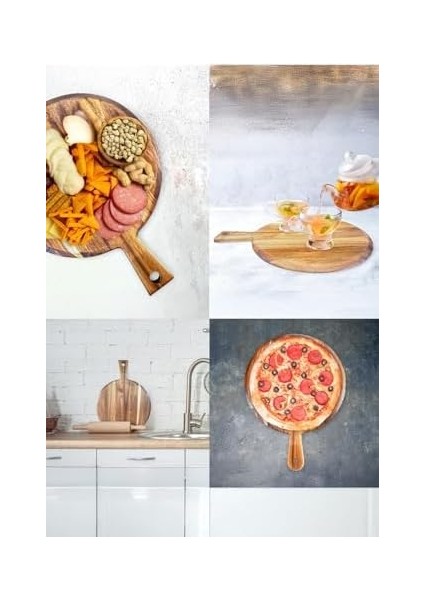 Akasya Saplı Yuvarlak Sunum ve Kesme Tahtası - Akasya Peynir Sunum Tahtası 40 * 31 * 1.5cm modelleri