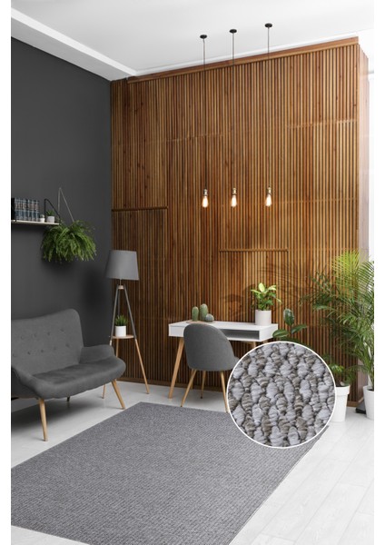 Crystal Gri Tonlarda Renk Efektli Kaymaz Taban Silinebilir Bukleli Halı