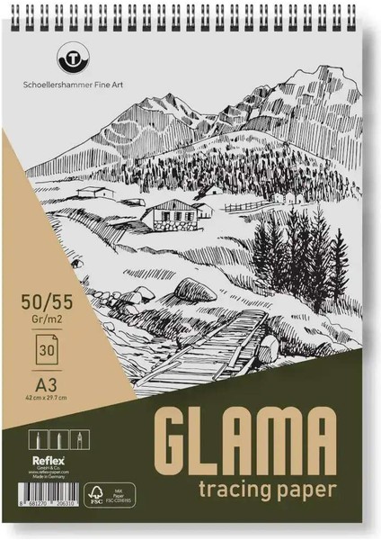 Schoellershammer Glama Tracing Paper Aydınger Eskiz Defteri A3 50/55 Gr. 30 Yaprak
