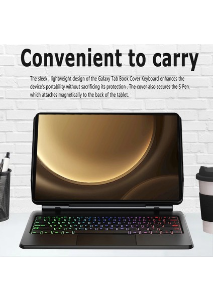 Samsung Galaxy Tab S10 Plus LED Aydınlatmalı Touchpadli Manyetik Kapaklı Bluetoothlu Magic Klavyeli Kılıf SM-X820