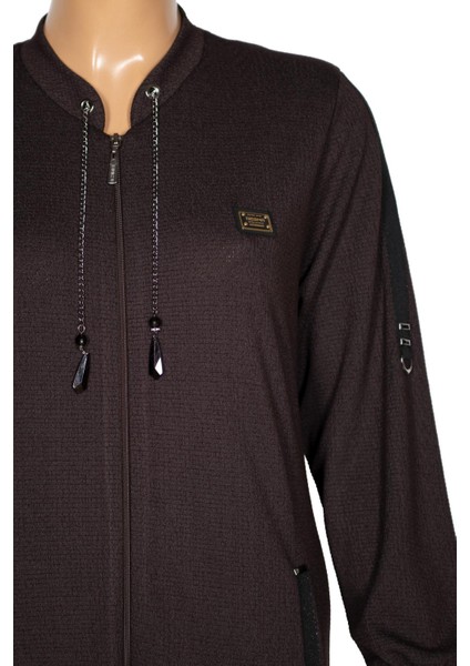 Hesna Kadın Zeren Büyük Beden Baharlık Boydan Kahverengi Pardesü modelleri