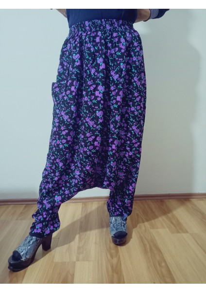 Adana Şalvarı Viskon Basma Kumaş, Otantik Bohem Desenli Cepli Şalvar %100 Pamuk