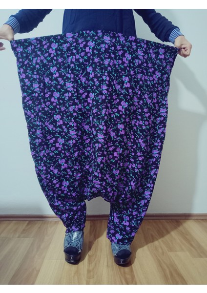 Adana Şalvarı Viskon Basma Kumaş, Otantik Bohem Desenli Cepli Şalvar %100 Pamuk