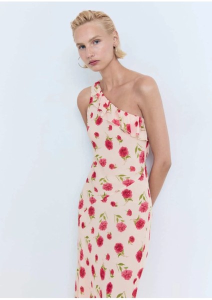 Çiçekli Fırfırlı Elbise