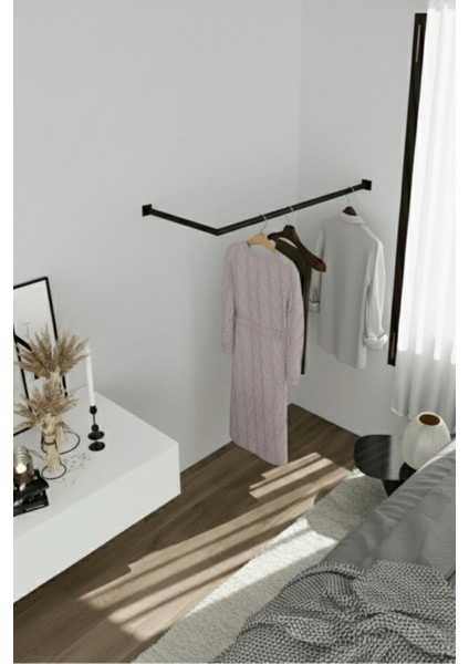 L Köşe Askılık Duvara Monte Metal Elbise Askılığı 100X25 cm