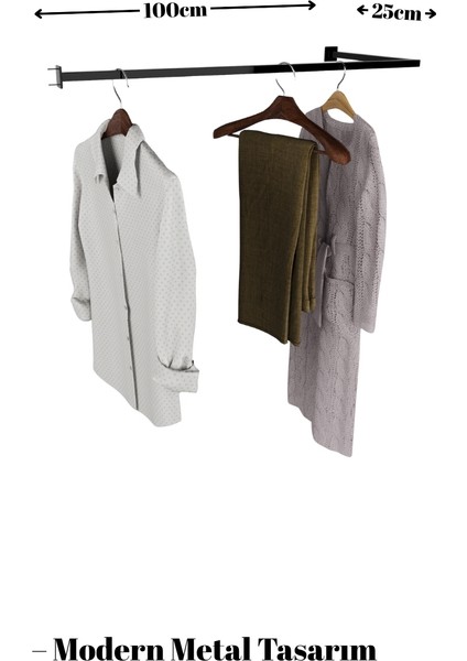 L Köşe Askılık Duvara Monte Metal Elbise Askılığı 100X25 cm modelleri