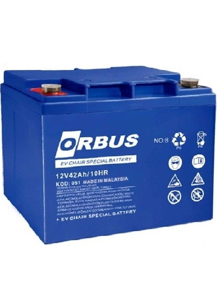 12V 42 Ah Engelli Araç Aküsü Ebatlar: 197X165X175MM