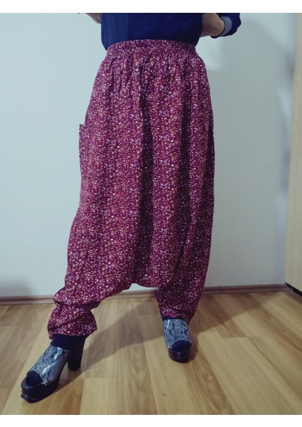 Adana Şalvarı Viskon Basma Kumaş, Otantik Bohem Desenli Cepli Şalvar %100 Pamuk