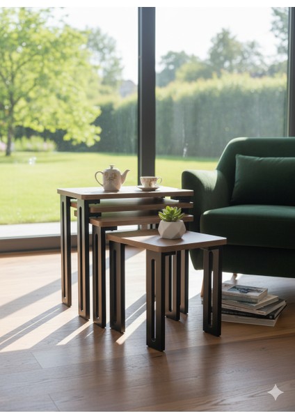 Modern 4'lü Zigon Sehpa Takımı Seti - Yenilikçi Tasarım Özel Üretim 45° Freze Detaylı Mdf Ayaklı fiyatları