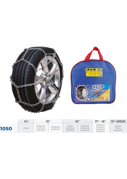 Techmrt Patinaj Zinciri 4x4 Jeep - Minibüs ve Hafif Tic.araç Zincir Ebatlari Için Resime Bakiniz