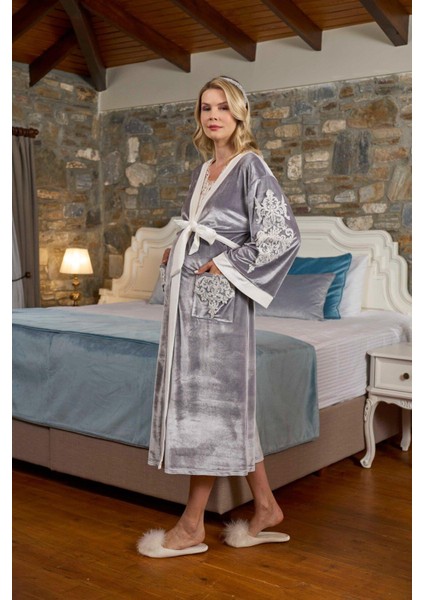 Kadın Gri Sabahlık 26309 fiyatları