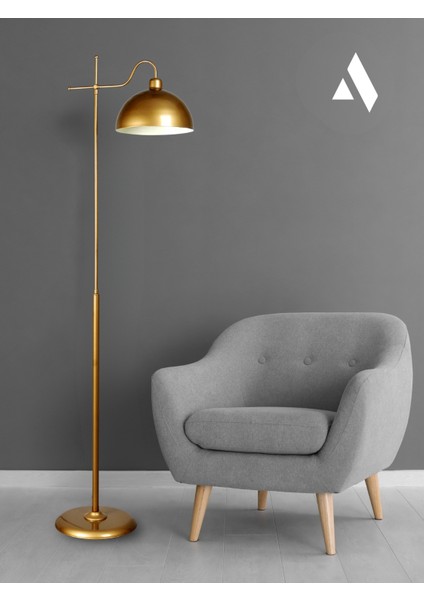 Glorea – Eskitme Gold Metal Lambader | Dekoratif ve Modern Yer Aydınlatması