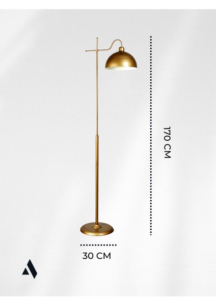 Glorea – Eskitme Gold Metal Lambader | Dekoratif ve Modern Yer Aydınlatması